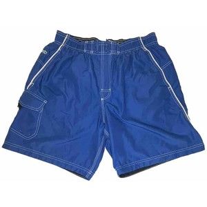 Speedo Blue Beach Board Shorts Swim Trunks Sz Large Pockets Mesh Lining